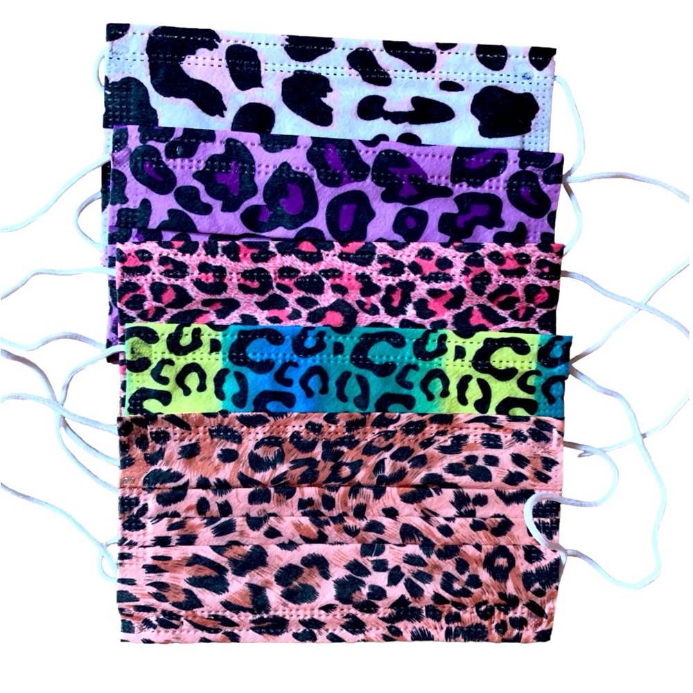 5 Piece Leopard Print Face Mask Set Unisex Color Multi